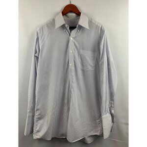 Mens J. Crew Slim Fit Blue & White Striped Dress Shirt Size M